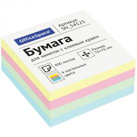 Самоклеящийся блок 76*76мм, 400л, 4 пастельных цвета OfficeSpace (SN_54125)