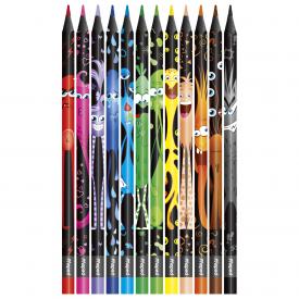 Карандаши цветные «COLOR PEP'S Black Monster», набор 12 цветов, пластиковый корпус MAPED (862612) ФРАНЦИЯ