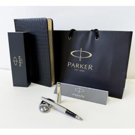 Подарочный набор PARKER перьевая ручка Jotter Stainles GT+ ежедневник А5 черный + подарочный пакет (880885)