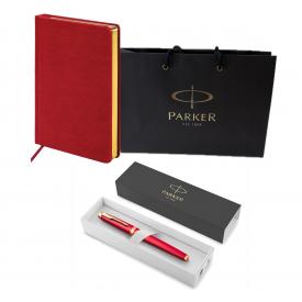Подарочный набор ручка-роллер PARKER «IM Premium Red GT»+ ежедневник А5 красный, пакет (880881R)